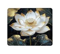 Elegant Mouse Pad with Gold and White Floral Pattern, Non-Slip Mouse Pad for Home and Office, Ideal for Spring and Summer, Square 8 x 10 Inches