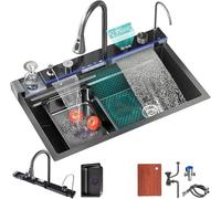 Elegant Multi-Functional Waterfall Kitchen Sink with Digital Display - 80x45cm Durable Material Easy Installation Ideal for Modern Homes and Stylish Interiors