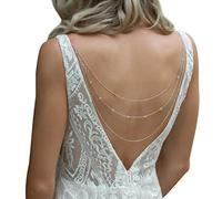 Elegant Multi Layered Rhinestone Back Chain Jewelry Crystal Bridal Back Necklace Chain Sexy Bikini Rhinestone Shoulder Chain Wedding Backdrop Jewelry for Women, Alloy, Rhinestones