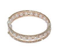 Elegant Multi Row Bracelet MultiLayer Crystal Rhinestone Cuff Bracelets Crystal Pearl Cuff Rhinestone Bridals Crystal Stunning Bangle Bracelet Dainty Pearl Bracelet Bridesmaid for Women, 0.8inch, 合金钢