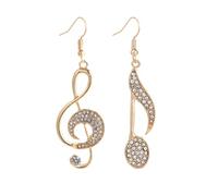 Elegant Musical Note Earrings Dangle for Women Music Lovers Treble Clef Jewellery Crystals Accessories Gifts Statement Charms (Gold Plated)