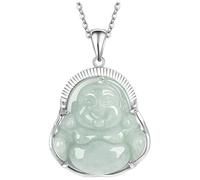 Elegant Natural Jade Necklace with Laughing Buddha Maitreya Pendant - A Symbol of Prosperity & Contentment - The Perfect Accessory for Spiritual Connection