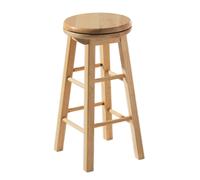 Elegant Natural Tropical Hevea Wood Bar Stool, Swivel Bar Stool For Kitchen, Strong Modern Stool For Kitchen