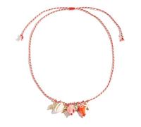 Elegant Necklace Charm Ceramic Shell Fish Pendant for Women Irregular Gravel Braided Rope Adjustable Ocean Theme Boho Beach Red