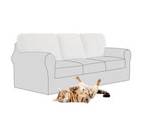 Elegant Non-Slip Stretch Velvet Sofa Backrest Covers - 3 Pcs Square Cushions for Chesterfield RV & Caravan - Stylish White Slipcovers for Couch & Furniture Protection