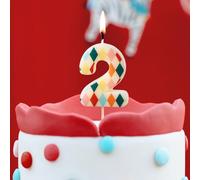Elegant Number 2 Birthday Candle for Circus-Themed Party Celebrations Rhombus
