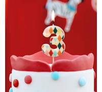 Elegant Number 3 Birthday Candle for Circus-Themed Party Celebrations Rhombus