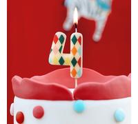 Elegant Number 4 Birthday Candle for Circus-Themed Party Celebrations Rhombus