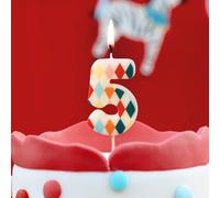 Elegant Number 5 Birthday Candle for Circus-Themed Party Celebrations Rhombus