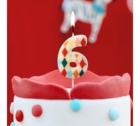 Elegant Number 6 Birthday Candle for Circus-Themed Party Celebrations Rhombus