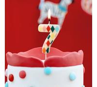 Elegant Number 7 Birthday Candle for Circus-Themed Party Celebrations Rhombus
