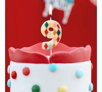 Elegant Number 9 Birthday Candle for Circus-Themed Party Celebrations Rhombus