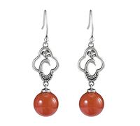 Elegant Occasions Jewelry,Chinese style ancient Ea S925 Silver Ear Stud Chinese Style Earrings Female Retro Lady Style Phoenix Red Agate