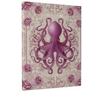 Elegant Octopus Canvas Wall Art, Violet Floral Nautical Print, Ocean Decor for Living Room, Bedroom, Bathroom, Art Studio 12x16 Inch
