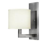 Elegant Off White Linen Drum Shade Wall Light With Antique Nickel Finish