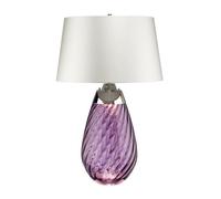 Elegant Off-White Table Lamp With Plum-Tinted Glass Shade And Integrated Led Bulb