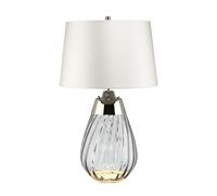 Elegant Off White Table Lamp With Smoke Tinted Glass Shade And Led Bulb