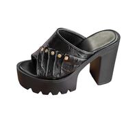 Elegant Open Toe Sandals Platform Heel Comfortable Footbed for Glamorous Days Women High Heels, black, 5 UK