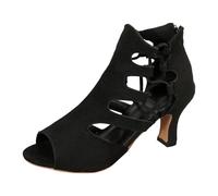 Elegant open toe sandals with slim heel shape, eye-catching pearl cut-outs, hidden zip at the back for elegant appearances, black, 4 UK