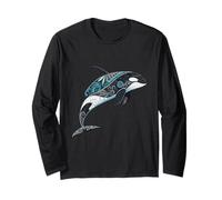Elegant Orca Whale Art in Oceanic Filigree Style Long Sleeve T-Shirt