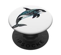 Elegant Orca Whale Art in Oceanic Filigree Style PopSockets Adhesive PopGrip