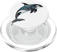 Elegant Orca Whale Art in Oceanic Filigree Style PopSockets PopGrip for MagSafe