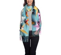 Elegant Origami Paper Cranes Print Tassel Scarf â€“ Fall Winter Fashion Fringed Shawl for Women â€“ Lightweight, Warm