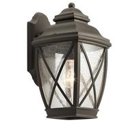 Elegant Outdoor Ip44 1 Bulb Wall Light Lantern In Olde Bronze Finish