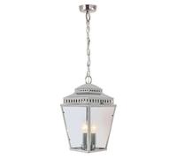 Elegant Outdoor Ip44 3-Bulb Chain Lantern In Polished Nickel Finish With Led E14 Bulbs