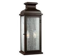 Elegant Outdoor Ip44 Twin Wall Light In Dark Aged Copper With Led E14 Bulbs