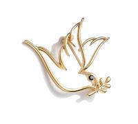 Elegant Oval Leaf Peace Doves Brooch Minimalist Hollow Design Alloy Jewelry Vintage Alloy Doves Pin For Women Men