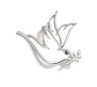 Elegant Oval Leaf Peace Doves Brooch Minimalist Hollow Design Alloy Jewelry Vintage Alloy Doves Pin For Women Men Branch Peace Brooch