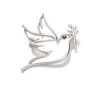 Elegant Oval Leaf Peace Doves Brooch Minimalist Hollow Design Alloy Jewelry Vintage Alloy Doves Pin For Women Men Unisex Elegant Lapel Pin