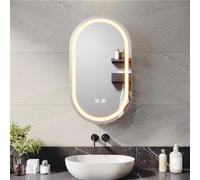ELEGANT Oval LED Bathroom Black Mirrored Mirror 400x700mm, Illuminated with Shaver Socket, Demister, Wall Mounted, 3 Color Temperature Dimmable