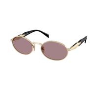 Prada Woman PR 65ZS ZVN20I Sunglasses Metal Gold Brown Round Normal