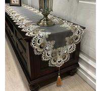 Elegant Oval Tablecloth, Lace Design with Flower Embroidery, Enhances Your Space (40 * 200cm B)