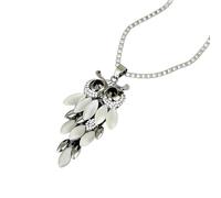 Elegant Owl Pendant Necklace for Women Girls, Crystal Jewellery with 28.37 Inches Chain, Perfect Mothers Day Christmas Birthday Gifts (Silver)
