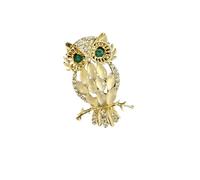 Elegant Owl-Shaped Brooch with Opal and Rhinestone Accents