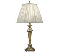 Table Lamp Oyster Silk Sheen Box Pleat Shade Burnished Brass LED E27 60W