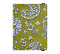 Elegant Paisley Floral Silver Olive Green Leather decorative waterproof passport holder for travel Wallet Combo Passport Cover Lightweight, elegant paisley floral silver olive green, One Size