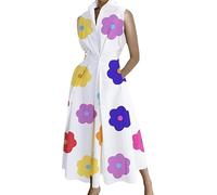 Elegant Party Dresses for Women Clothing Summer Commuter Fashion Polka Dot Printed Button New in Dresses White Dress Robe