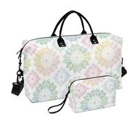 Elegant Pastel Colored Mandala Designs Decorative Weekend Bag Tote Bag with Adjustable Strap for Airplane Traveling Multifunctional Bolsa de Mano para ropa de