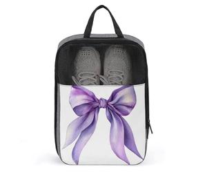 Elegant Pastel Purple Satin Ribbon Bow Shoe Bag for Travel Daily Use Anti-dust Storage Carrier Golf Shoe Pouch