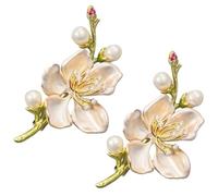 Elegant Peach Blossom Brooch, Flower Pearl Pins accessory, Faux Pearl Lapel Pins for Suit Scarf Hat, Dress and Coats(2pcs color A)