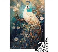 Elegant Peacock Art 1000 Piece Jigsaw Puzzle Paper for Adults Floral Pattern Puzzle Game Home Decor Relaxation Gift 38x26cm/1000pcs