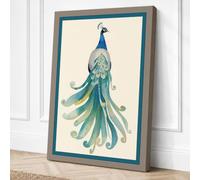 Elegant Peacock Art Deco Canvas Wall Art Print 18x12 Inch (46 x 30 cm)