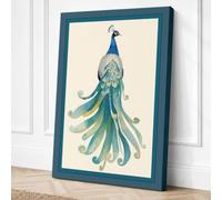 Elegant Peacock Art Deco Canvas Wall Art Print 18x12 Inch (46 x 30 cm)
