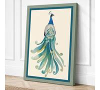 Elegant Peacock Art Deco Canvas Wall Art Print 24x16 Inch (61 x 41 cm)