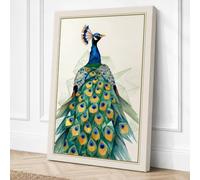 Elegant Peacock Art Deco Canvas Wall Art Print 24x16 Inch (61 x 41 cm)