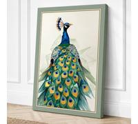 Elegant Peacock Art Deco Canvas Wall Art Print 24x16 Inch (61 x 41 cm)